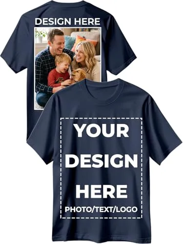 Custom T Shirts for Men Women Design Your Own Front Back Print Customized Shirt Image/Text/Photo Personalized Cotton T-Shirts