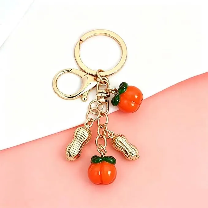 Persimmon Peanut Lucky Keychain, Alloy Bag Pendant 1.0