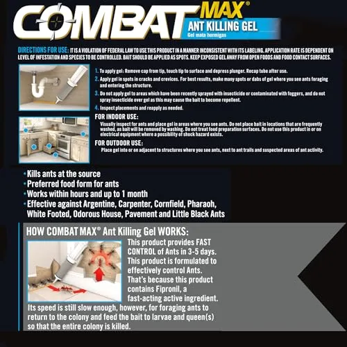 Combat Ant Killing Gel, Indoor and Outdoor Use, 27 Gram, Fast-Acting
