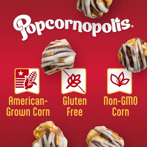 Popcornopolis Zebra Caramel with Chocolatey Stripes Popcorn, 8oz Cone