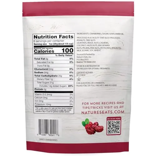 Nature's Eats Dried Cranberries 6oz (Pack of 2)