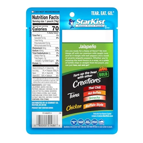 StarKist Tuna Creations BOLD Jalapeño, 2.6oz Pouch, 1-Pack