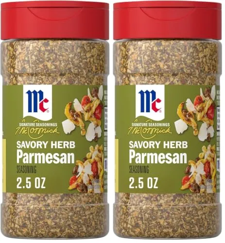 ​​McCormick Seasoning, Savory Herb Parmesan, Signature Seasonings, Cheesy & Herbaceous Flavor, Shake On, For Pasta, Roasted Chicken or Pork, Soups & Salads, No Artificial Flavors, No MSG Added, 2.5 oz