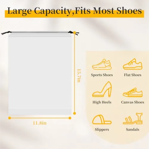Shoe Bags for Travel, 15 Pack Clear Drawstring Bags for Packing