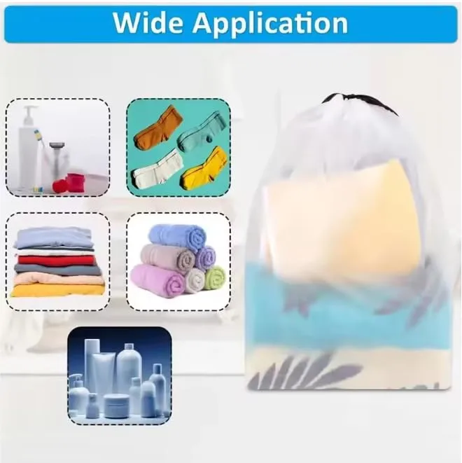 10 Pack Portable Drawstring Shoe Storage Bags, Waterproof Transparent Plastic Travel Organizer Bags for Shoes, Makeup, Clothing and Sundries