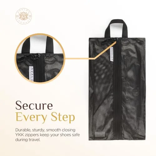 Avalon Large Travel Shoe Bag, Shoe Bags for Travel and Gym, Black Mesh