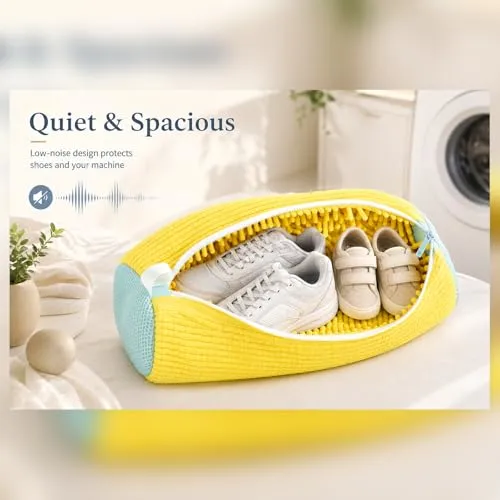 Shoe Washing Machine Bags, 360°Deep Clean Reusable Shoe Cleaning Bag Yellow