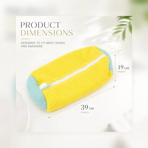 Shoe Washing Machine Bags, 360°Deep Clean Reusable Shoe Cleaning Bag Yellow
