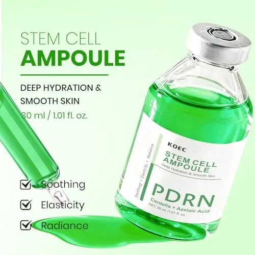 KOEC Centella PDRN Stem Cell Ampoule,Anti Aging Microneedling Serum Booster for Wrinkle and Fine Lines, Firmness & Skin Elasticity, 30ML