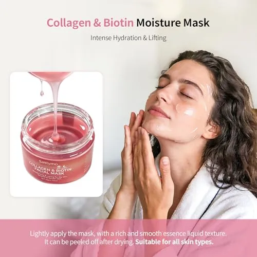 Collagen Biotin Peel Off Face Mask, Firming Wrapping Mask for Instant Radiance, Hydrating & Pore Refining Treatment, Korean Skin Care for Women & Men All Skin Types, 1.76 fl.oz