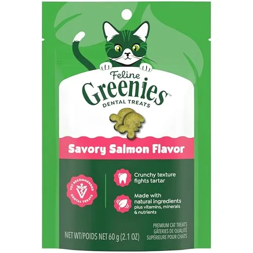 Greenies Feline Natural Crunchy Dental Cat Treats, Salmon Flavor, 2.1 oz