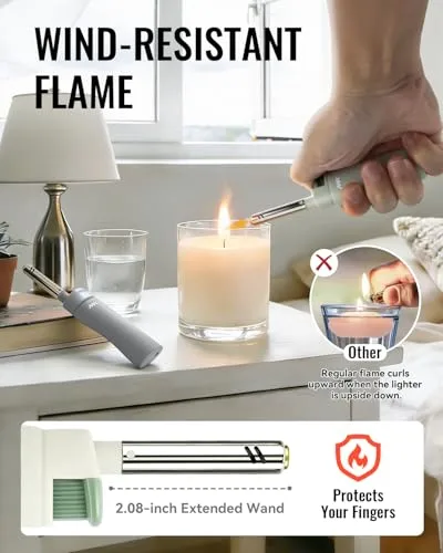 MK Candle Lighter, Butane Refillable Wind-Resistant Flame, 4-Pack for BBQ, Camping, Outdoor Use (Earthy-4PC)