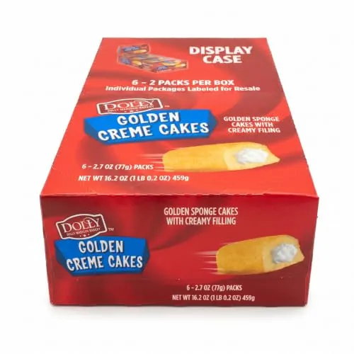 Dolly Madison Golden Creme Filled Snack Cakes, 6 Individually Wrapped Twin Packs