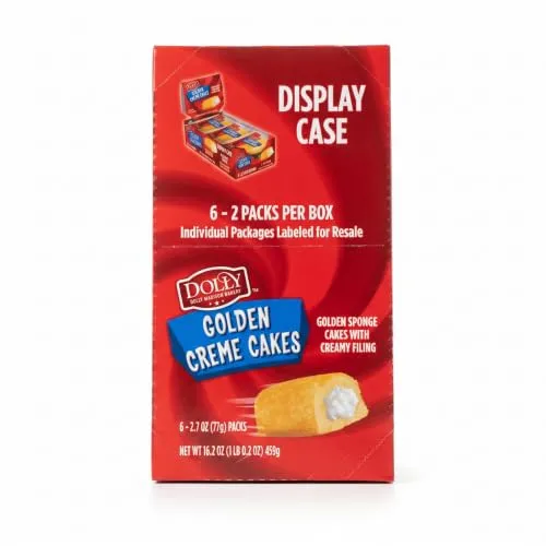 Dolly Madison Golden Creme Filled Snack Cakes, 6 Individually Wrapped Twin Packs
