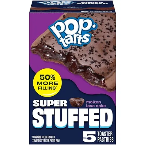 Pop-Tarts Super Stuffed Molten Lava Cake Toaster Pastries, 50% More Filling, Snacks, Dessert (5 Ct)