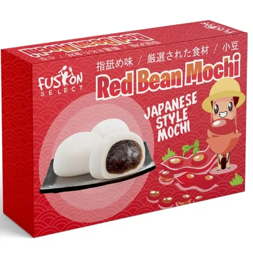 Fusion Select Mochi Daifuku Snacks - Traditional Japanese Rice Cakes with Filling - Flavored Asian Sweet Desserts for Family - Chewy and Soft Texture (Red Bean)