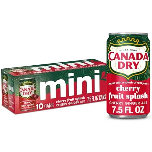Canada Dry Fruit Splash Cherry Ginger Ale Soda, 7.5 Fl oz Mini Cans, 10 Pack