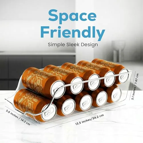 Utopia Kitchen Soda Can Organizer for Refrigerator & Pantry, 2 Pack, Clear