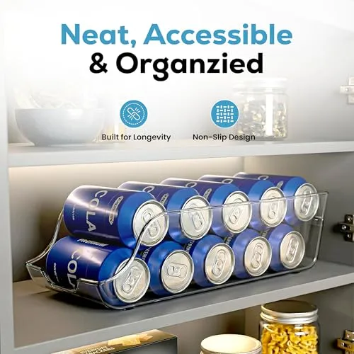 Utopia Kitchen Soda Can Organizer for Refrigerator & Pantry, 2 Pack, Clear