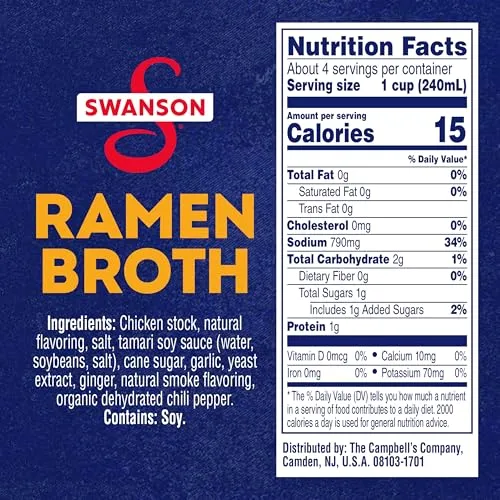 SWANSON S Ramen Chicken Broth, 32 Oz Carton