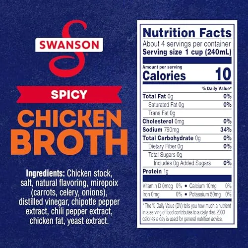 Swanson Spicy Chicken Broth, 32 oz Carton
