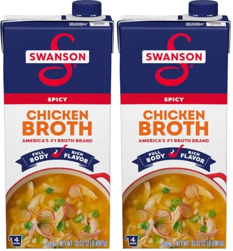 Swanson Spicy Chicken Broth, 32 oz Carton (Pack of 2)