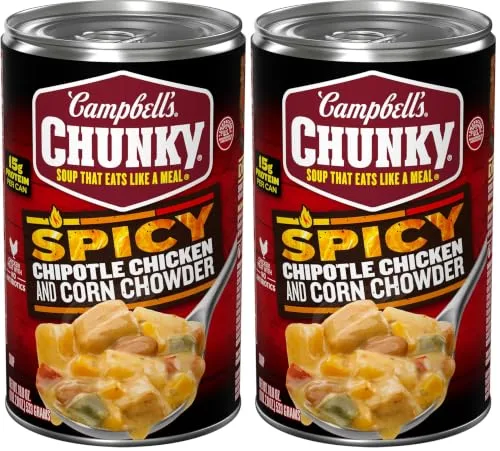 Campbell’s Chunky Soup, Chipotle Chicken Corn Chowder Soup, 18.8 oz Can (Pack of 2)