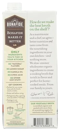 Bonafide Provisions Organic No Salt Added Vegetable Broth, 32 FZ