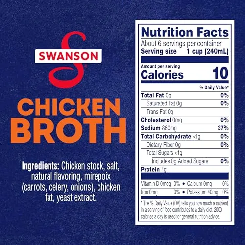 SWANSON S 100% Natural Chicken Broth, 48 oz Carton