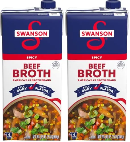 Swanson Spicy Beef Broth, 32 oz Carton (Pack of 2)