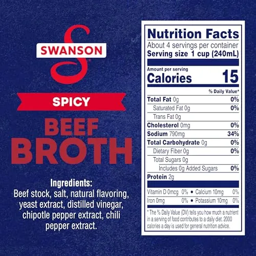 Swanson Spicy Beef Broth, 32 oz Carton (Pack of 2)