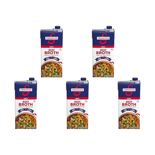 Swanson 100% Natural Spicy Beef Broth, 32 oz Carton (Pack of 5)