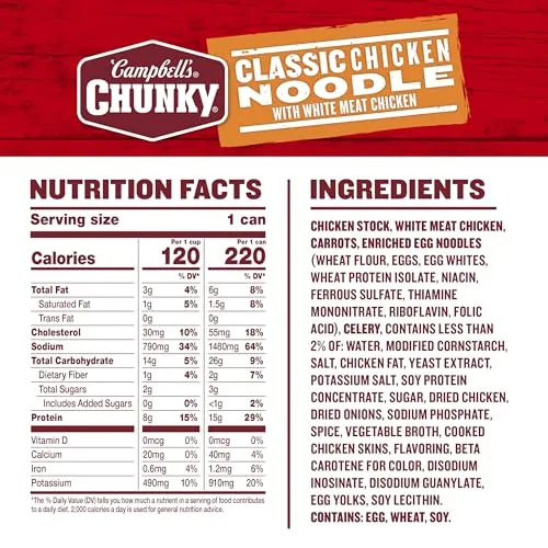 Campbell’s Chunky Soup, Classic Chicken Noodle Soup, 16.1 Oz Can