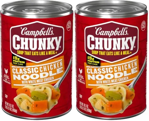 Campbell’s Chunky Soup, Classic Chicken Noodle Soup, 16.1 Oz Can (Pack of 2)