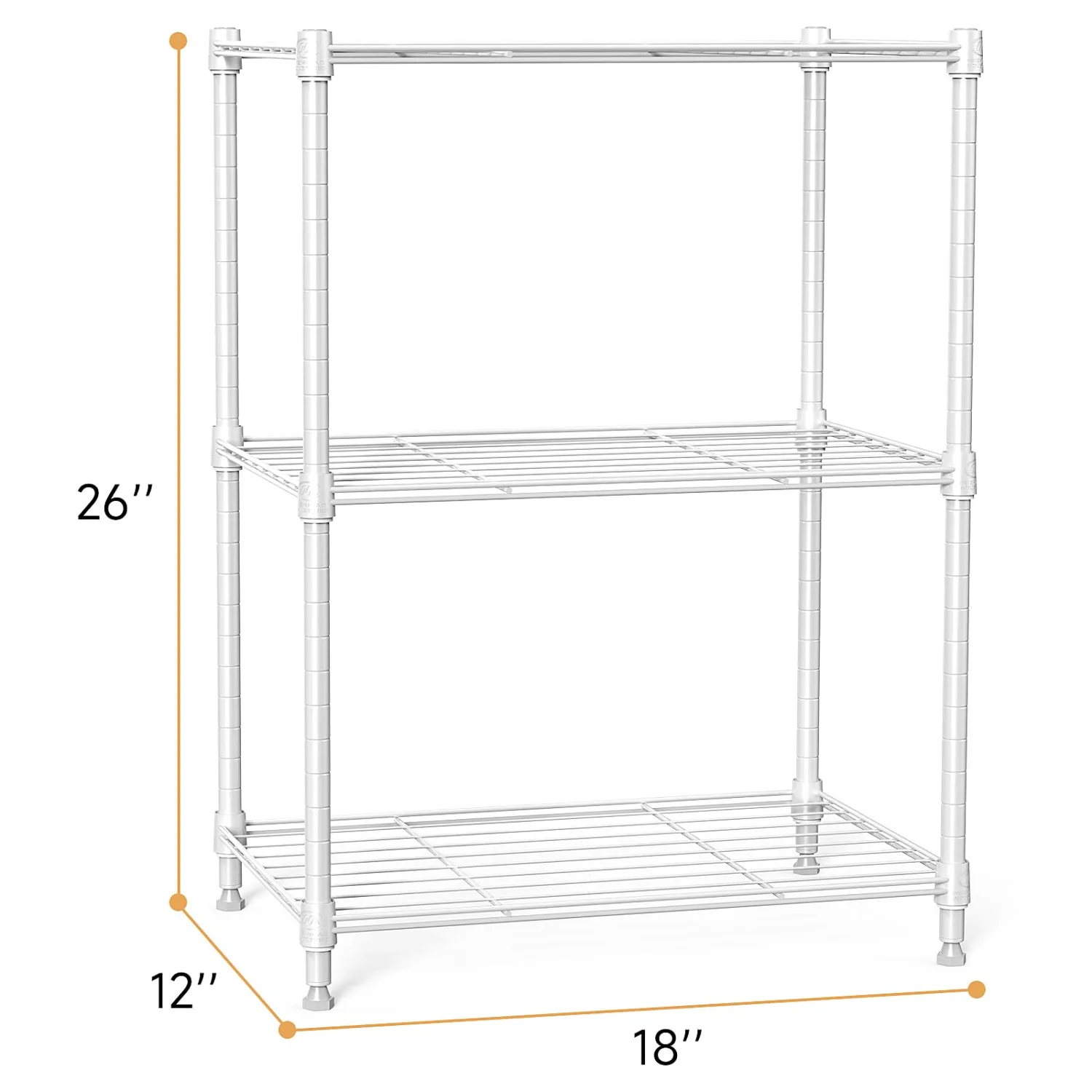 IZEUK 3 Tier Shelf, Heavy Duty Steel Wire Shelving Unit for Home, Kitchen, Laundry Room Organization, Office Storage Rack (17.7" W x 11.8" D x 26.3" H, 450LBS, White)
