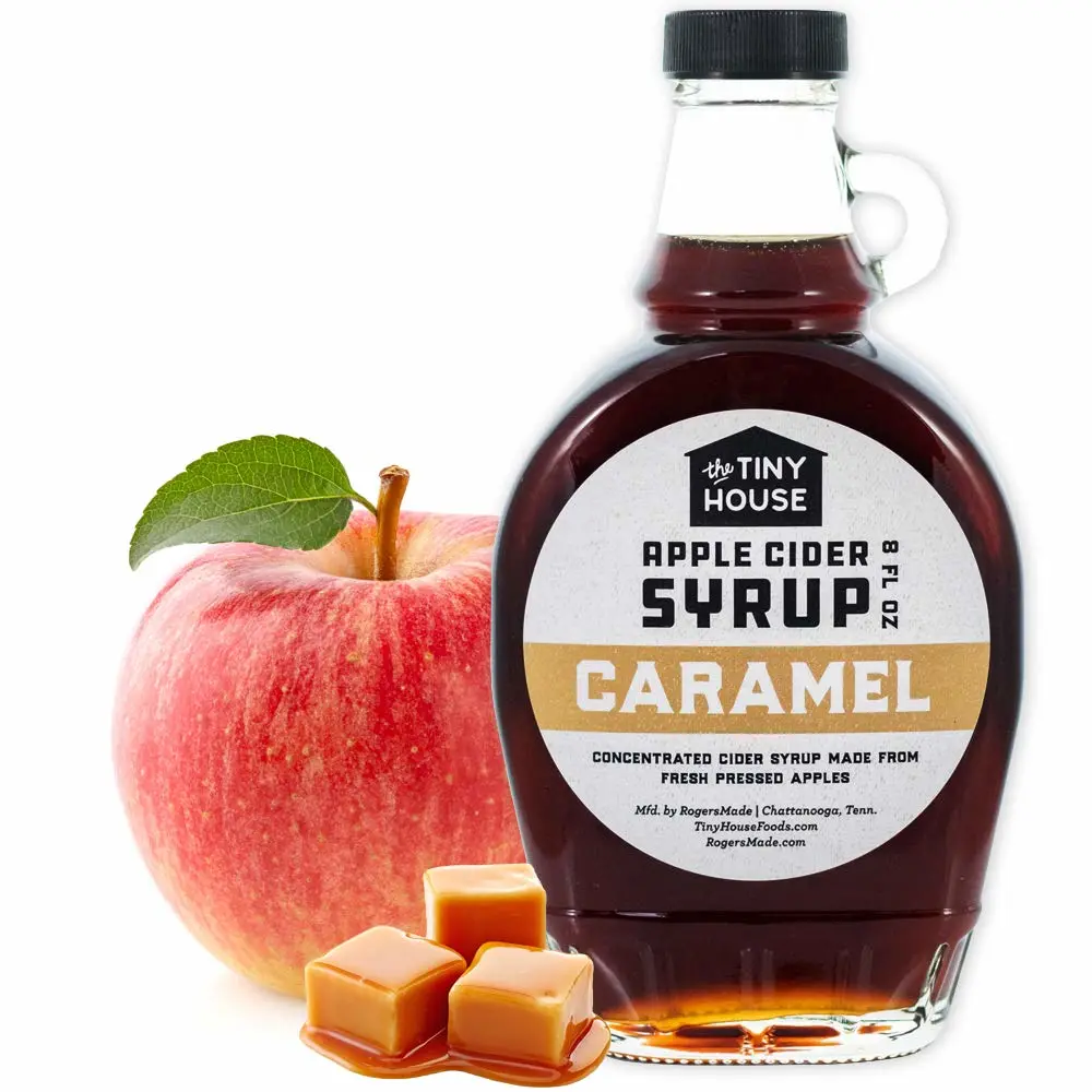 The Tiny House Southern Caramel Apple Cider Syrup | Handmade Concentrated Cider Syrup from Fresh Pressed Apples & Sweet Caramel | A Perfect Breakfast Syrup & Pancake Syrup | USA Made | 8 Ounce Bottle