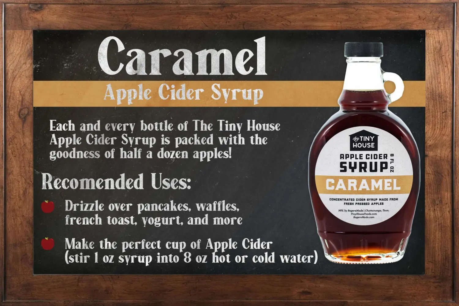 The Tiny House Southern Caramel Apple Cider Syrup | Handmade Concentrated Cider Syrup from Fresh Pressed Apples & Sweet Caramel | A Perfect Breakfast Syrup & Pancake Syrup | USA Made | 8 Ounce Bottle