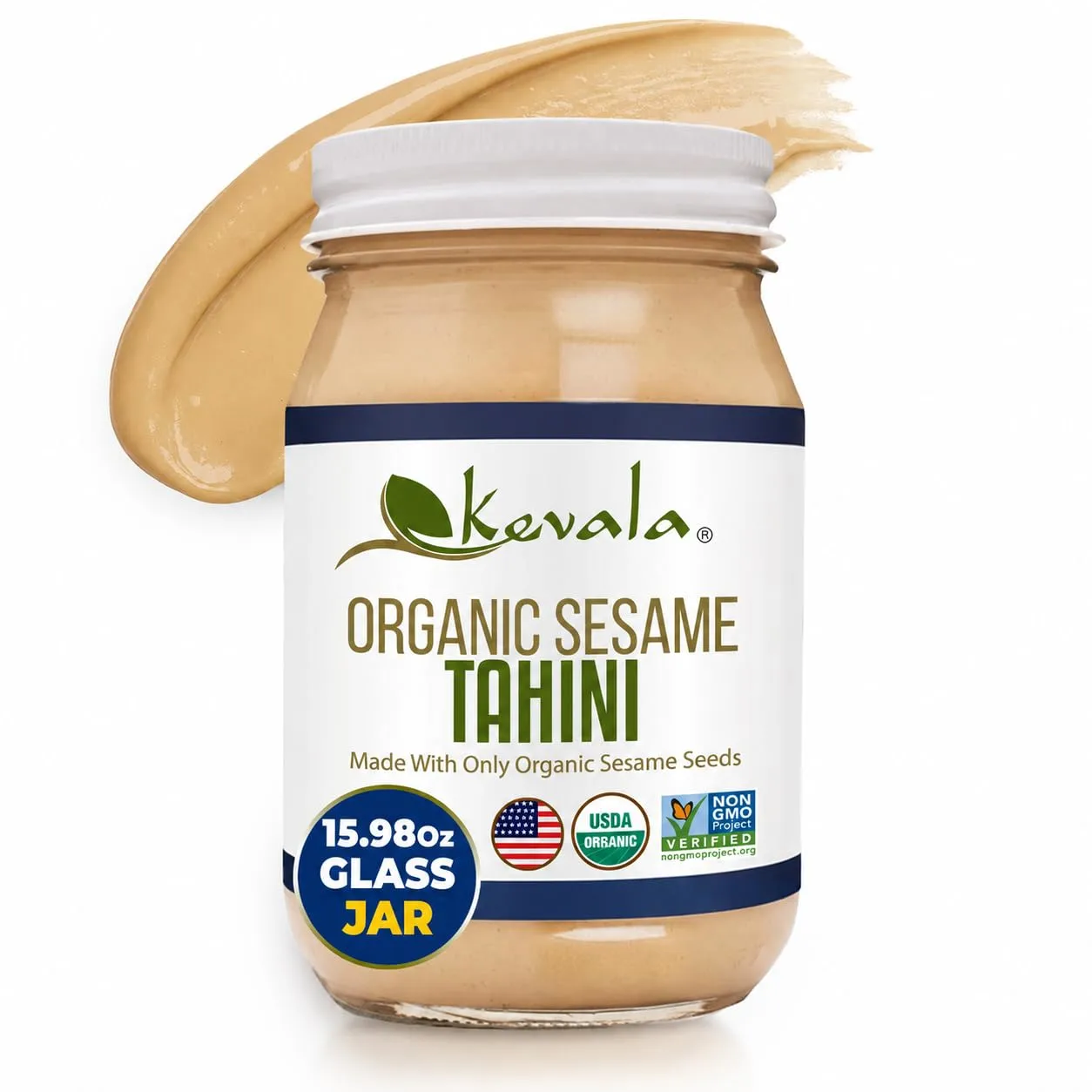 Kevala Organic Sesame Tahini | Smooth Hulled Sesame Paste | 2Lb | 2-Pack