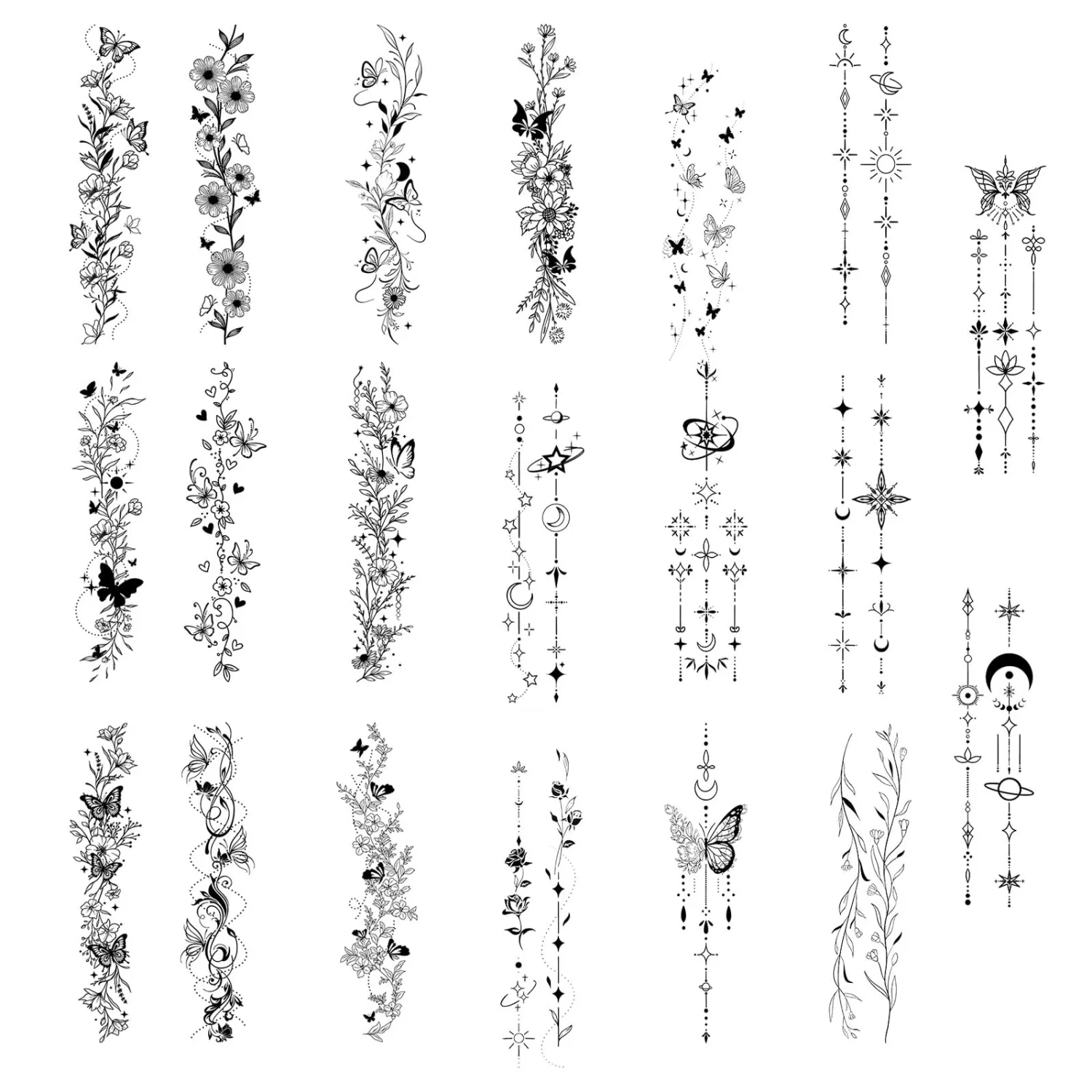 20 Sheets Flower Temporary Tattoos, Waterproof Fake Tattoos