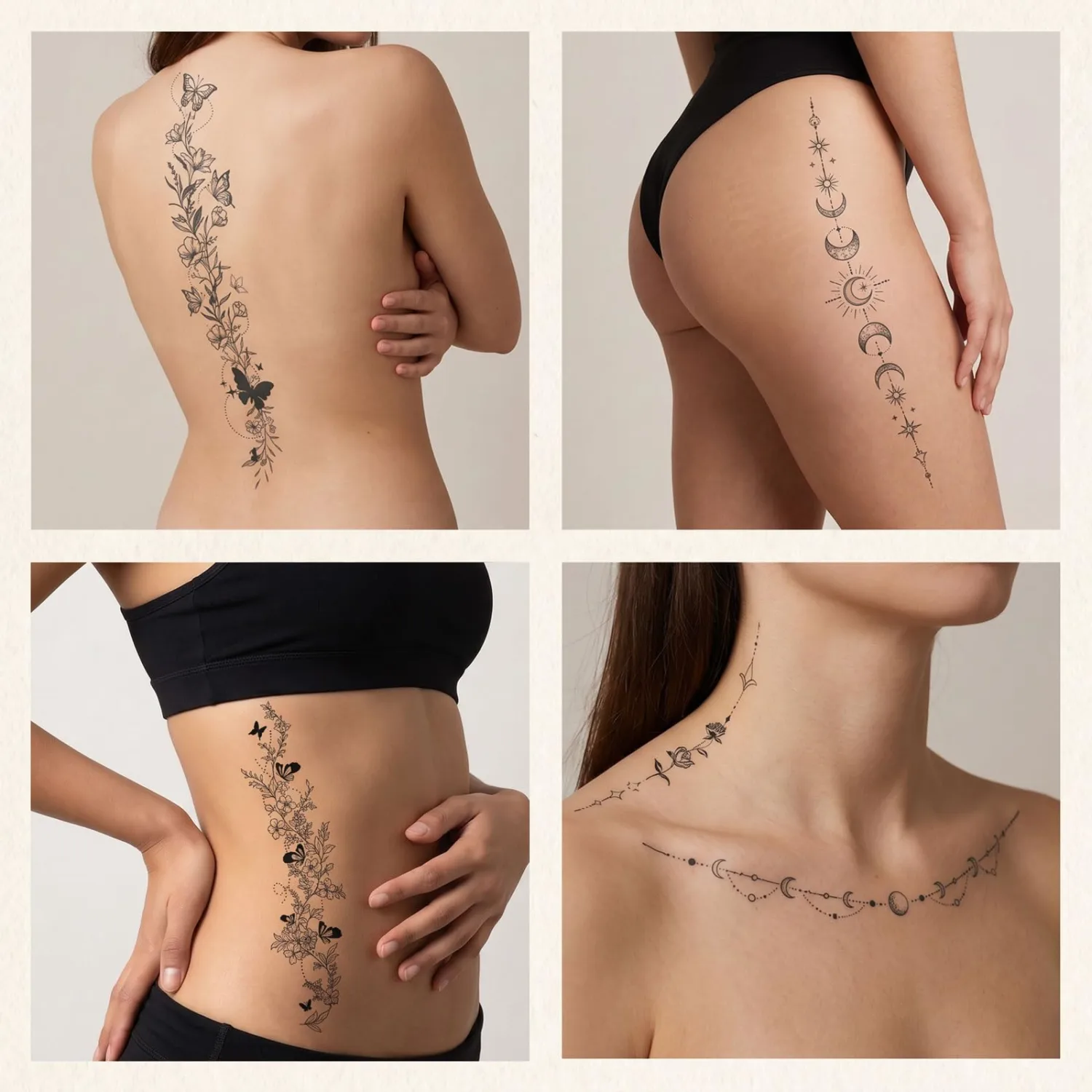 20 Sheets Flower Temporary Tattoos, Waterproof Fake Tattoos