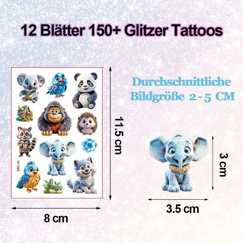 Animals Temporary Tattoo for Kids,200+ Tattoo Stickers for Kids, Birthday Party Decorations Decor Favors Supplies Gifts Boys Girls Cute Fake Tattoo School Reward Themed
