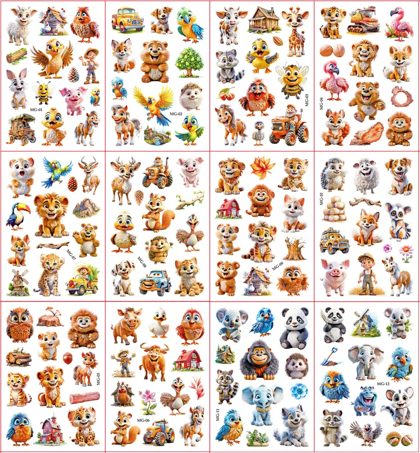 Animals Temporary Tattoo for Kids,200+ Tattoo Stickers for Kids, Birthday Party Decorations Decor Favors Supplies Gifts Boys Girls Cute Fake Tattoo School Reward Themed