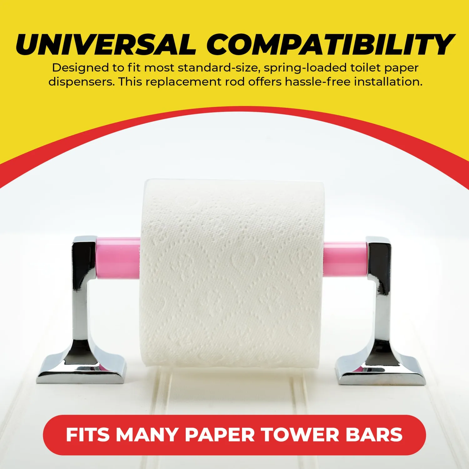 Qualihome Pink Universal Plastic Spring Loaded Toilet Paper Roll Holder Replacement Rod, Pink Toilet Paper Roll Replacement Rod