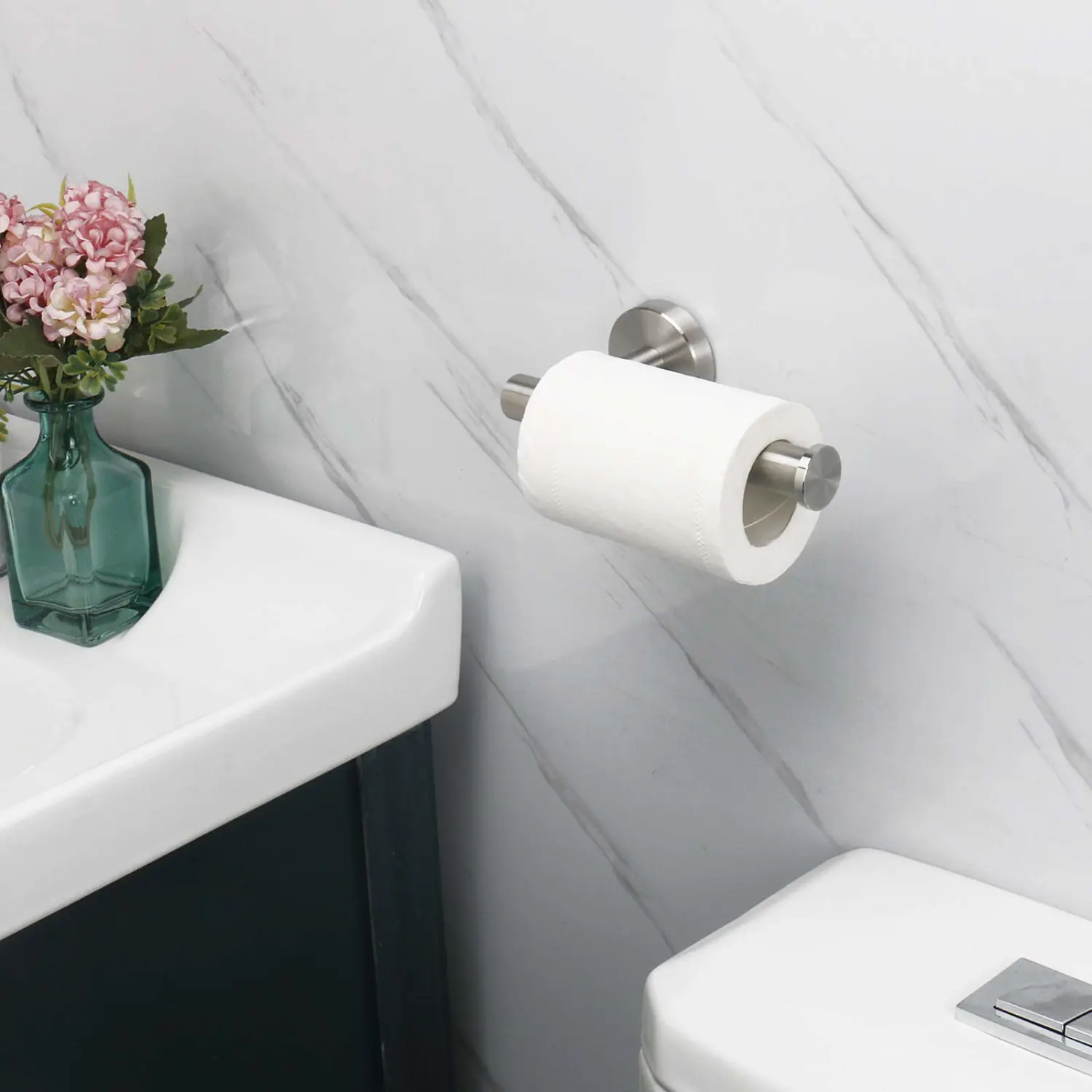 NearMoon Bathroom Toilet Paper Holder, Premium SUS304 Stainless Steel Rustproof Wall Mounted Toilet Roll Holder for Bathroom, Kitchen (1 Pack, Brushed Nickel)