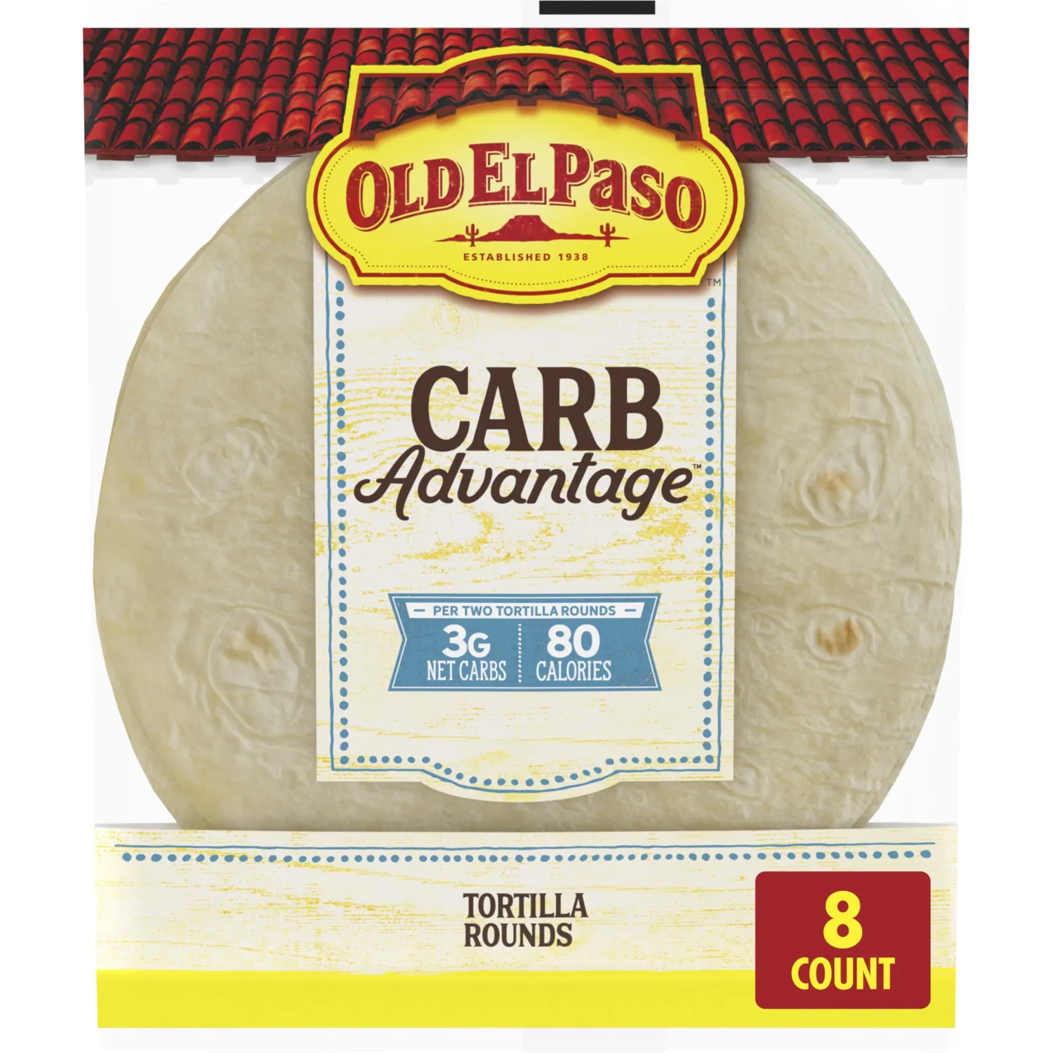 Old El Paso Carb Advantage Tortillas, 3g Net Carbs, High Fiber, 8 Ct