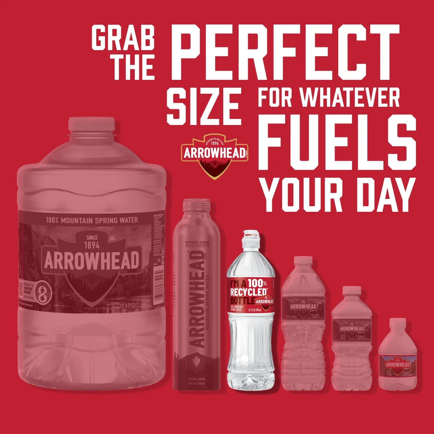 Arrowhead 100% Mountain Spring Bottled Water - 23.7 Fl Oz, 6 Pack