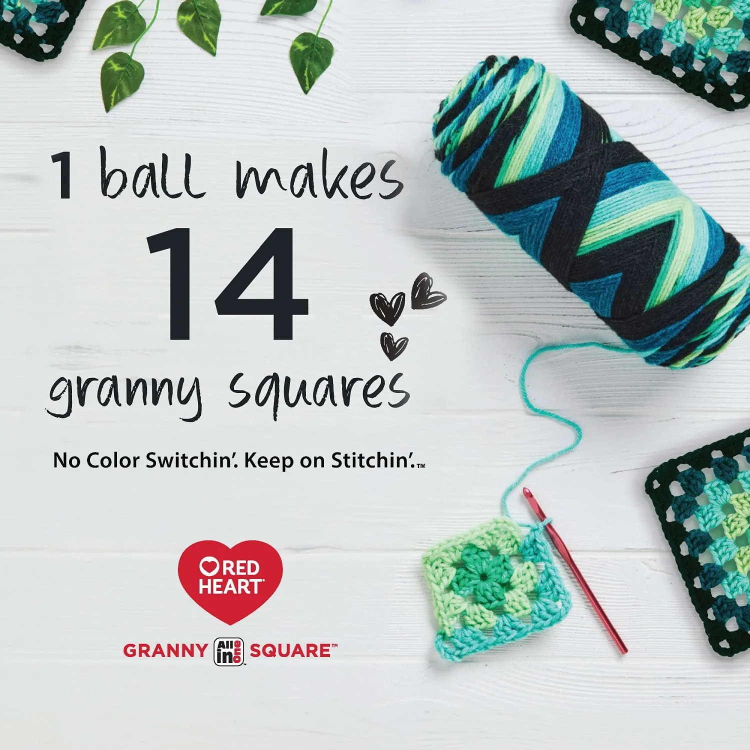 Red Heart Granny Square Crochet Yarn, Soft White-Shadow, 3-Pack