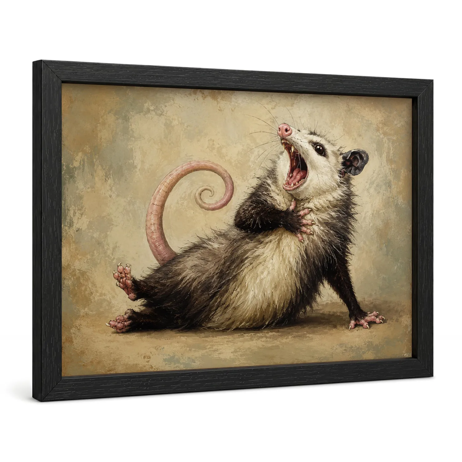 Framed Funny Opossum Canvas Wall Art Vintage Animal Print Decor 8x10 Inches