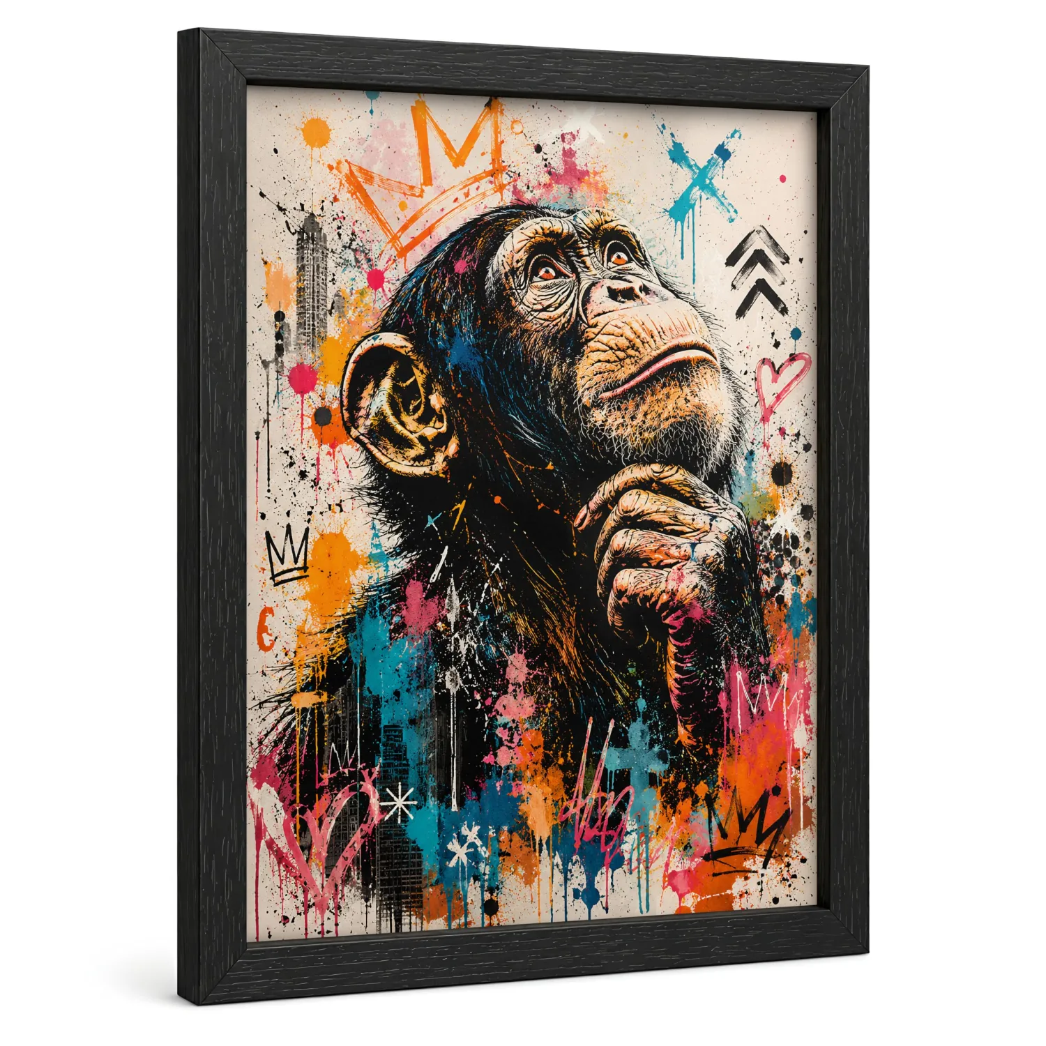 Graffiti Monkey Canvas Wall Art Framed Urban Pop Decor for Home 8x10 Inch