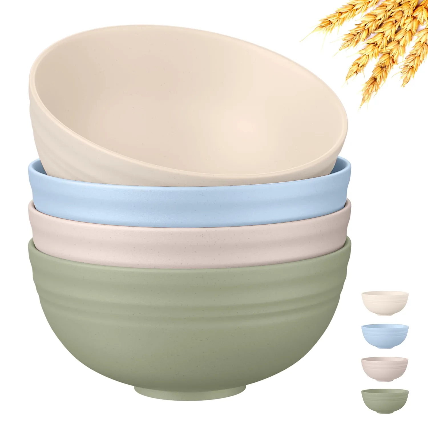 Quatish 4 PCS Cereal Bowls, Plastic Bowls, Small Snack Soup Kitchen Bowl